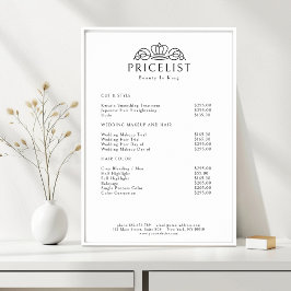 Elegant Crown Logotyp Vit Salong Prislista Poster