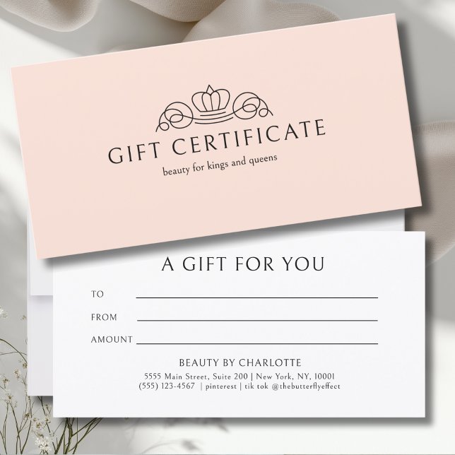 Elegant Crown Persika Brun Salong Presentkort (Elegant Crown Salon Peach Gift Certificate)