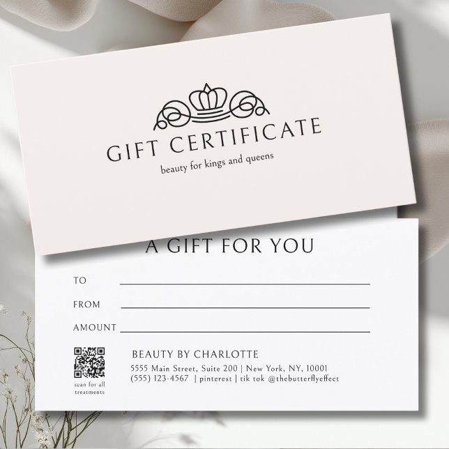 Elegant Crown Salon Beige presentkort (Elegant Crown Salon Beige Gift Certificate)