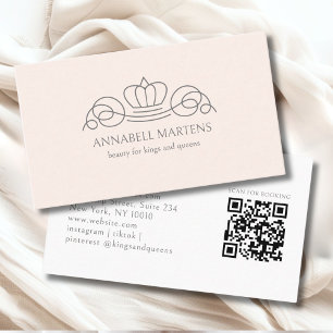 Elegant Crown Salon Blush Rosa QR-kod Visitkort