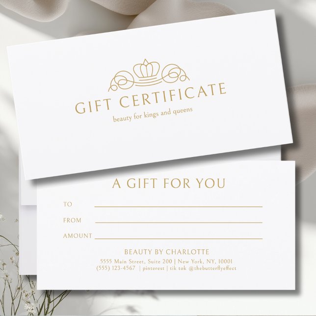 Elegant Crown Vit Salong Presentkort (Elegant Crown Salon White Gift Certificate)