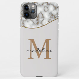 Elegant Crusted Guld Marble Black Grått Monogram 3