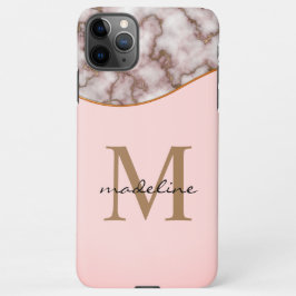 Elegant Crusted Guld Marble Dusty Rosa Monogram
