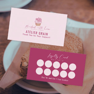 Elegant Cupcake Bakery Loajalitet Belöning Visitkort
