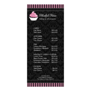 Elegant Cupcake Bakery Meny Prislista