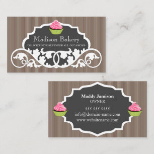 Elegant Cupcake Bakery Virveldekoration Visitkort