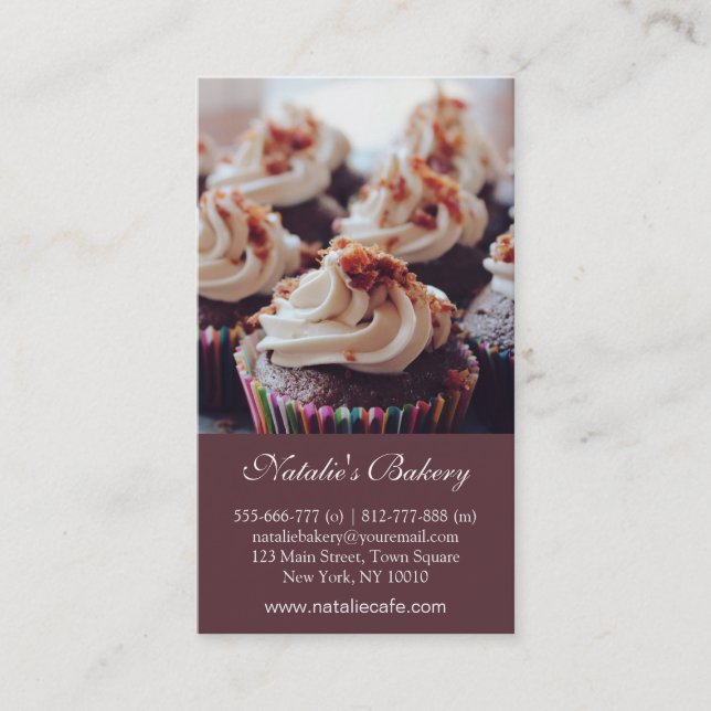 Elegant Cupcakes Bageri Affärskort Foto Visitkort (Framsida)