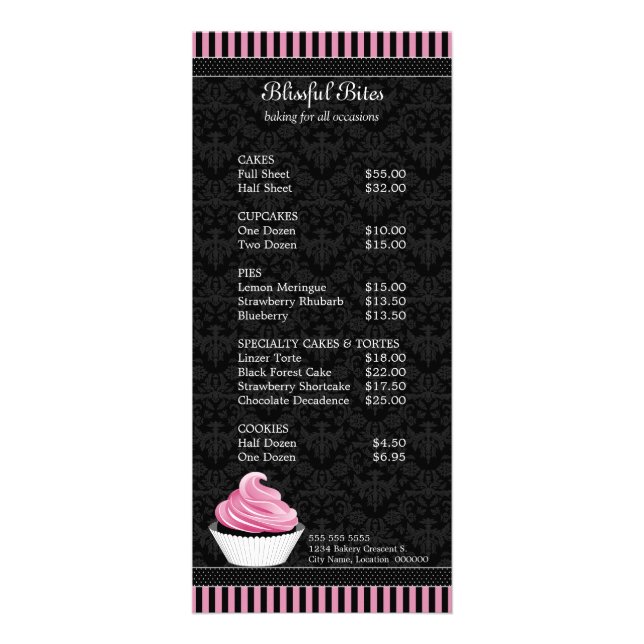 Elegant Cupkaka Bakery-rackkort Reklamkort (Framsidan)