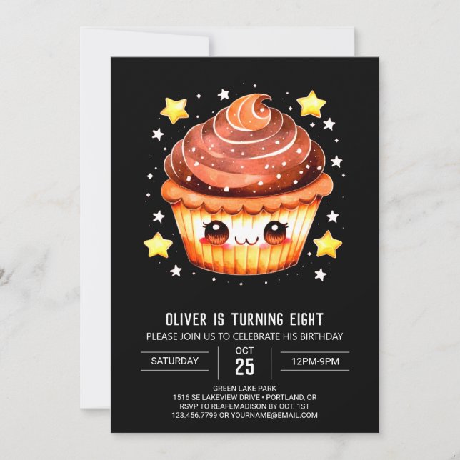 Elegant Cupkaka Delight Muffin Birthday Inbjudningar (Framsida)