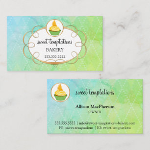 Elegant Cupkaka & Guld Rulla Bakery Visitkort