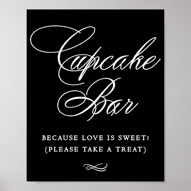 Elegant Cupkaka Pub White Calligraphy | CHIC BORD Poster (Framsidan)
