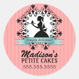 Elegant Cupkaka Silhouette Bakery Box Sälar Runt Klistermärke
