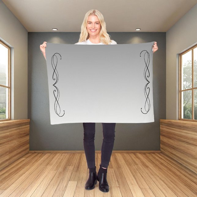 Elegant Curl Minimalist Modern Grått-övertoning Fleecefilt (Skapare uppladdad)