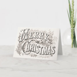 Elegant Currier & Ives GOD JUL Lithograf Helgkort