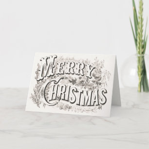 Elegant Currier & Ives GOD JUL Lithograf Helgkort