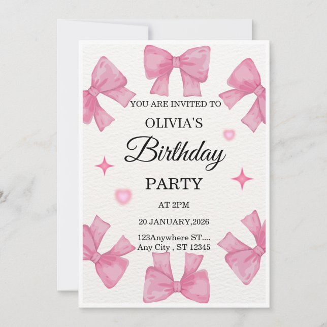 Elegant Custom Birthday Invitation | Modern Person Inbjudningar (Framsida)