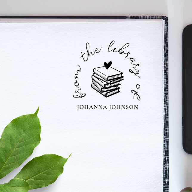 Elegant Custom Books Heart From The Library Book Stämpel (Skapare uppladdad)