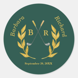 Elegant Custom Golf Theme Wedding Runt Klistermärke