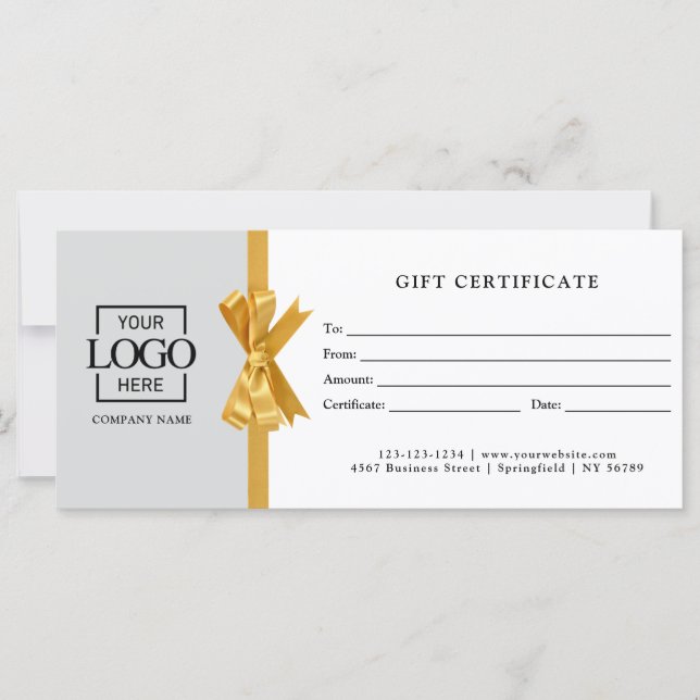 Elegant Custom Gray Business Gift Certificate (Framsida)