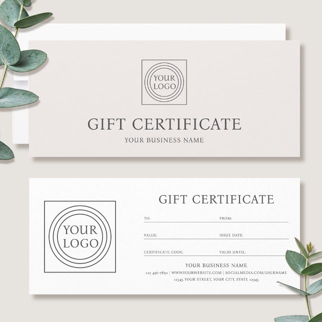 Elegant Custom Logo Gift Certificate Voucher (Skapare uppladdad)