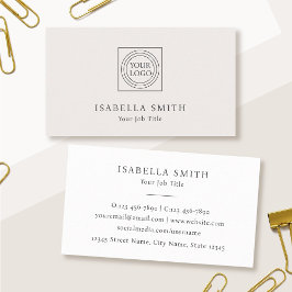 Elegant Custom Logo Minimalist Off-White Visitkort