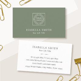 Elegant Custom Logo Minimalist Sage Green Visitkort