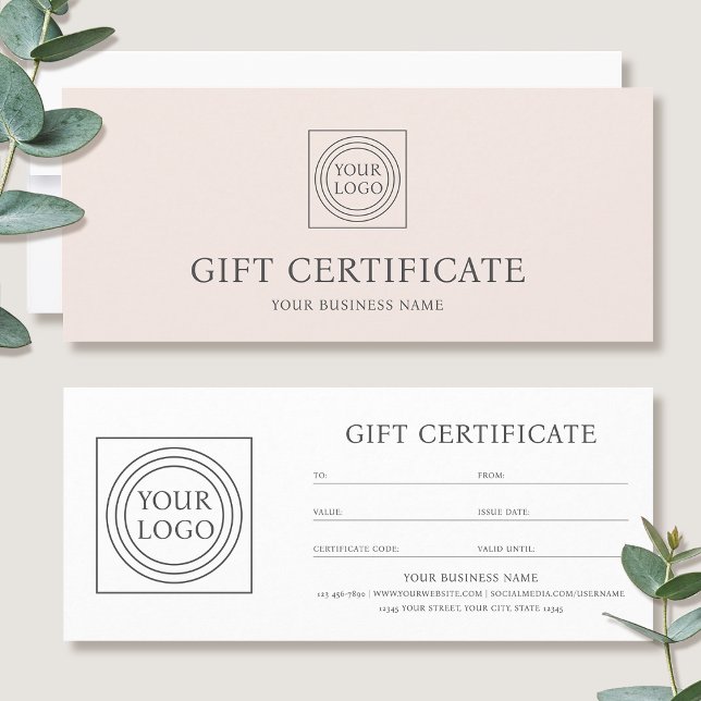 Elegant Custom Logo Pink Gift Certificate Voucher (Skapare uppladdad)