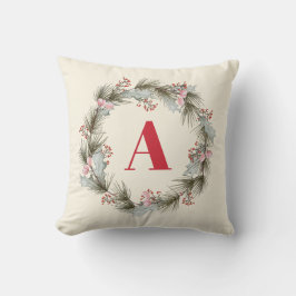 Elegant Custom Monogram Christmas Wreath Kudde
