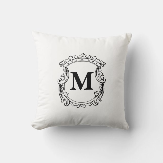 Elegant Custom Monogram Krön  Kudde (Framsida)