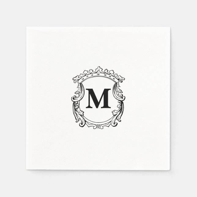 Elegant Custom Monogram Krön  Pappersservett (Framsidan)
