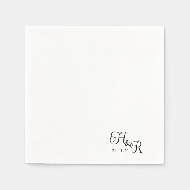 Elegant Custom Monogram Wedding Napkins Pappersservett (Framsidan)