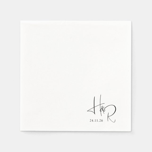 Elegant Custom Monogram Wedding Napkins Pappersservett (Framsidan)