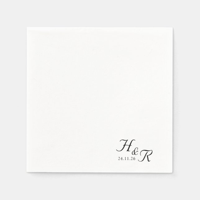 Elegant Custom Monogram Wedding Napkins Pappersservett (Framsidan)