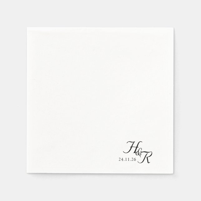 Elegant Custom Monogram Wedding Napkins Pappersservett (Framsidan)