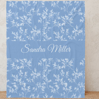 Elegant Custom Name Dusty Blue Frost Botanical Fleecefilt