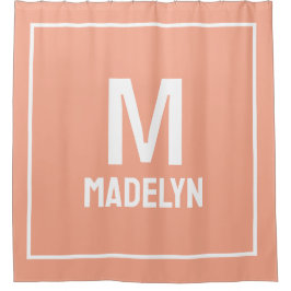Elegant Custom name Monogram Peach And white  