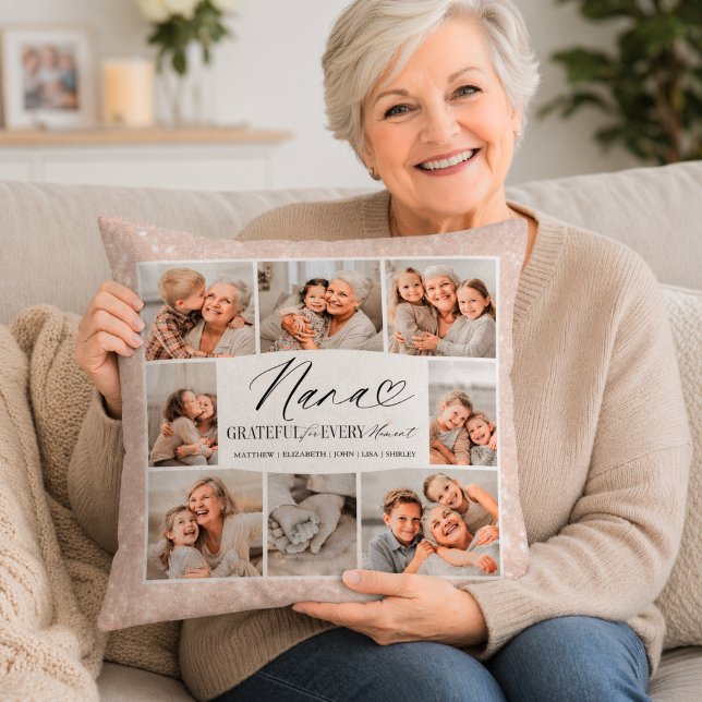 Elegant Custom Nana Photo Collage Keepsake Kudde (Skapare uppladdad)