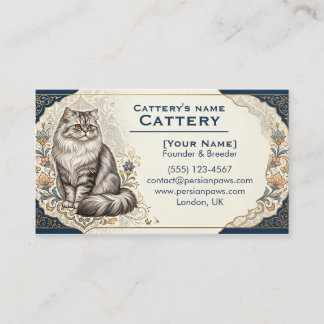 Elegant Custom Persian Cat Cattery Business Card  Visitkort