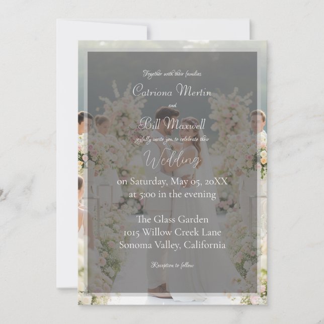 Elegant Custom Photo Wedding Invitation Inbjudningar (Framsida)