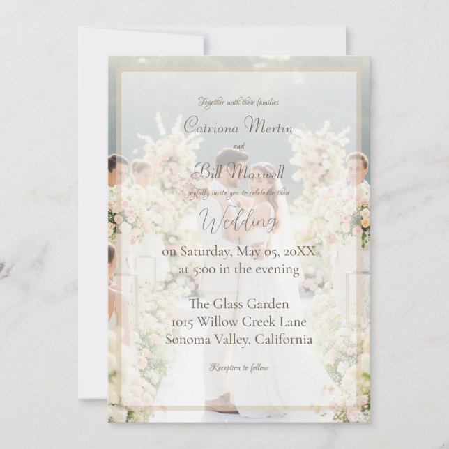 Elegant Custom Photo Wedding Invitation Inbjudningar (Framsida)