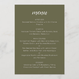 Elegant Custom Wedding Menu Template Olive Moss Meny