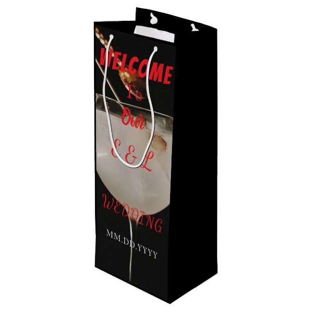 Elegant Custom Wedding Wine Invitation Gift Bag (Baksidan Vinklad)