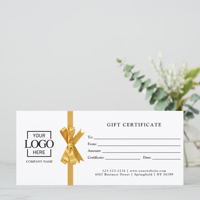Elegant Custom White Business Gift Certificate (Stående Fram)