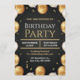 Elegant Customizable Birthday Invite Modern card Inbjudningar