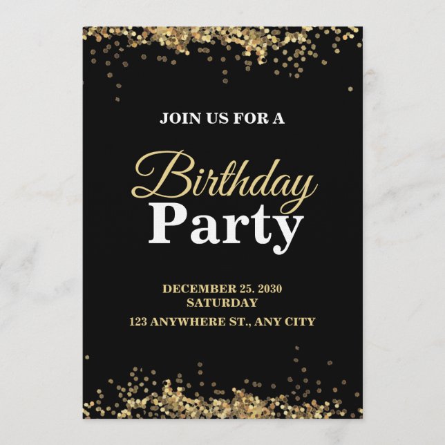 Elegant Customizable Birthday Invite Stylish card Inbjudningar (Framsida)