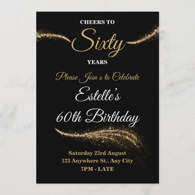 Elegant Customizable Birthday Invite Stylish Card Inbjudningar (Framsida)