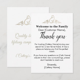 Elegant Customizable Cattery Cat Adoption  Tack Kort