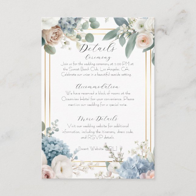 Elegant Customizable Floral Wedding Enclosure Card Tilläggskort (Framsida)