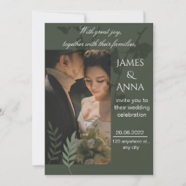 Elegant customizable olive green wedding  inbjudningar