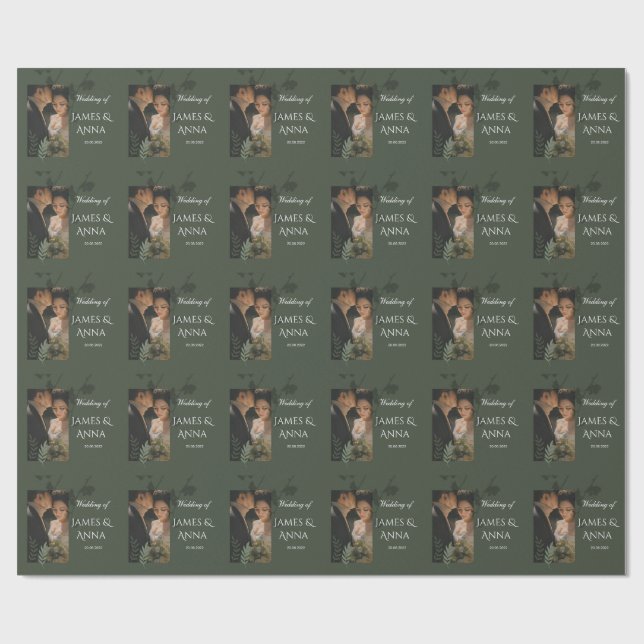 Elegant customizable olive green wedding  presentpapper (Platt)